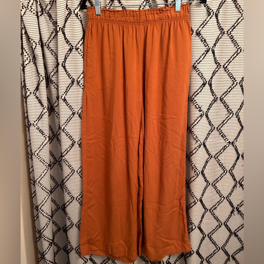 H&M Wide Leg Pants in Rust Orange